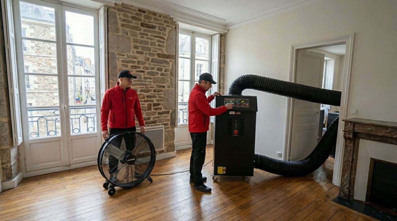 Traitement thermique HUGETRI400 en cours dans un appartement